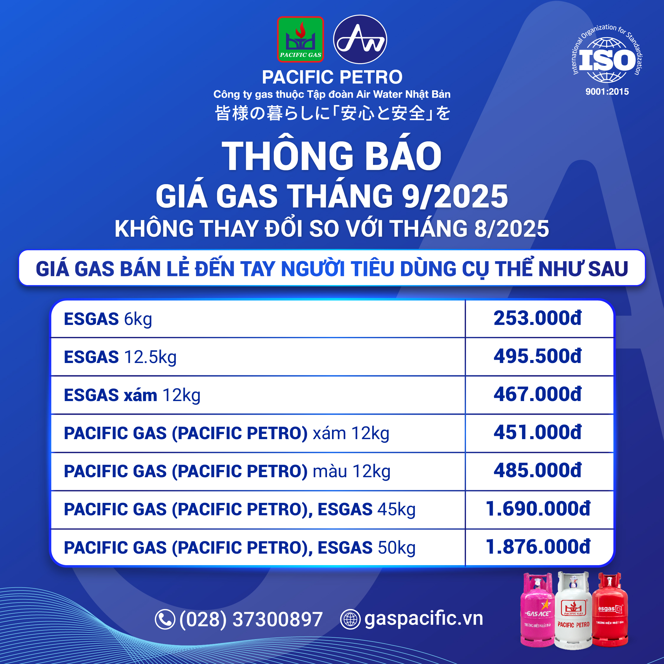 giá gas pacific petro tháng 9 2025